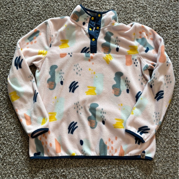 Half button light pink colorful fleece - Picture 1 of 5